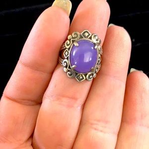 925 silver ring with purple stone